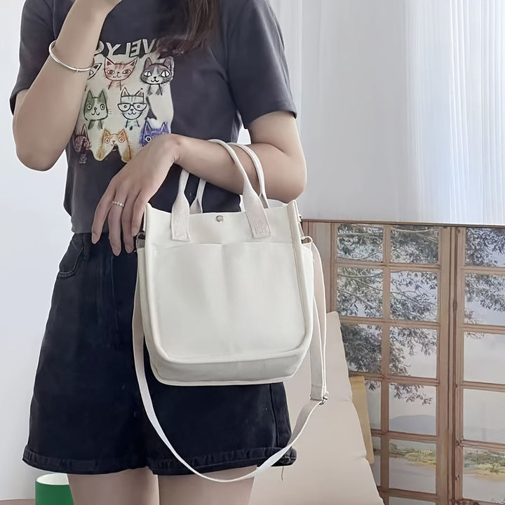 Lisslune | UrbanEase Canvas Slingbag – White Shoulder Bag with Magnetic Closure and Adjustable Strap