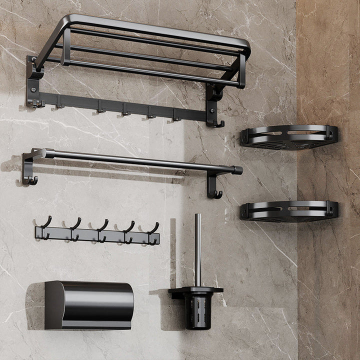 Lisslune | Traditional Aluminum Bathroom Accessories Set Black Bathroom Accessories Kit