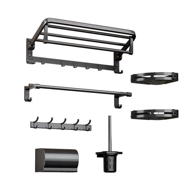 Lisslune | Traditional Aluminum Bathroom Accessories Set Black Bathroom Accessories Kit