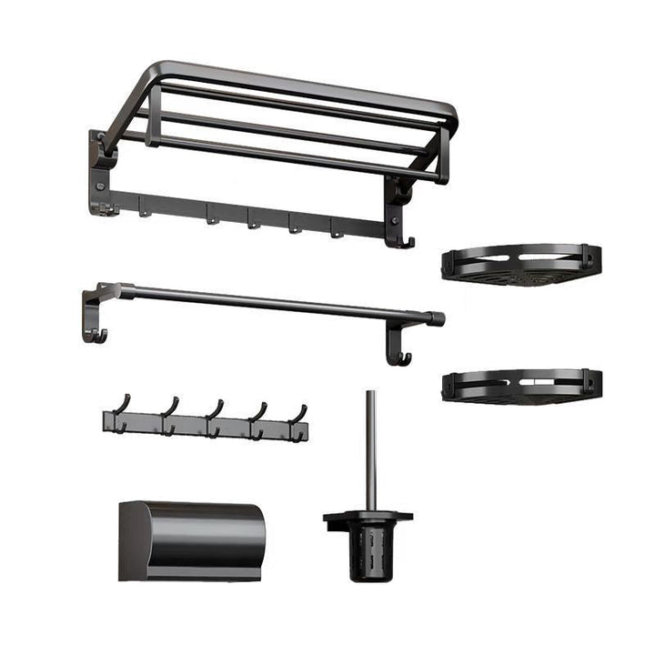 Lisslune | Traditional Aluminum Bathroom Accessories Set Black Bathroom Accessories Kit