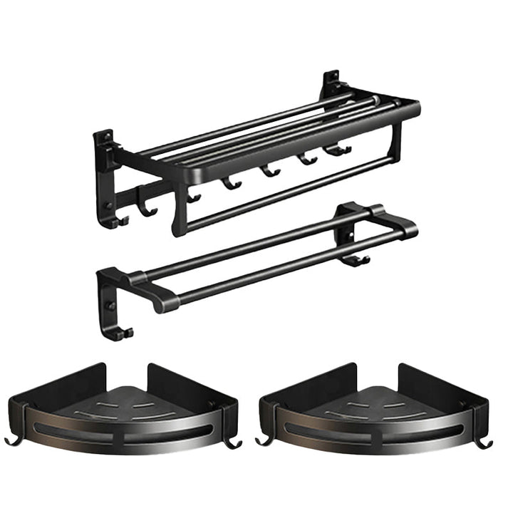 Lisslune | Traditional Aluminum Bathroom Accessories Set Black Bathroom Accessories Kit