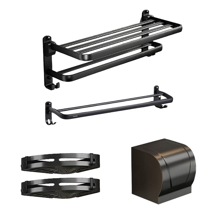 Lisslune | Traditional Aluminum Bathroom Accessories Set Black Bathroom Accessories Kit