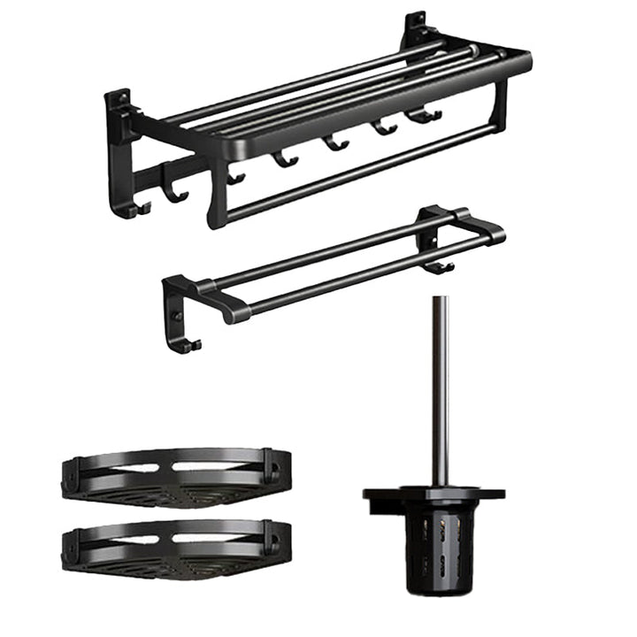Lisslune | Traditional Aluminum Bathroom Accessories Set Black Bathroom Accessories Kit