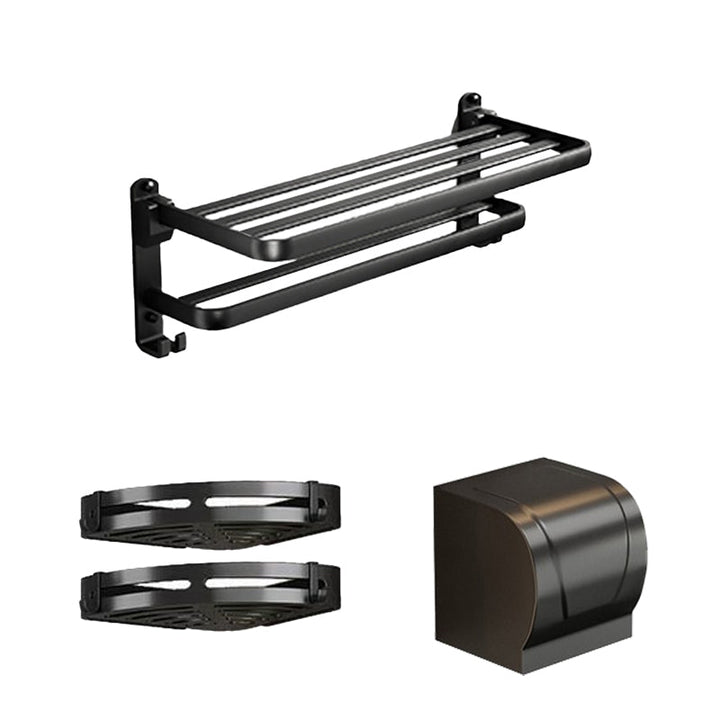 Lisslune | Traditional Aluminum Bathroom Accessories Set Black Bathroom Accessories Kit