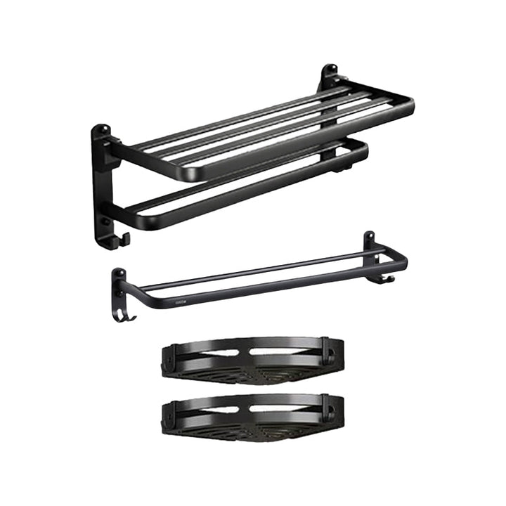 Lisslune | Traditional Aluminum Bathroom Accessories Set Black Bathroom Accessories Kit