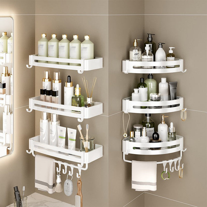 Lisslune | Modern white finish bathroom shelf rectangular & triangle bathroom hardware set
