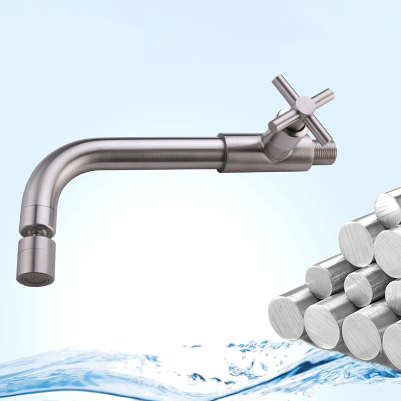 Lisslune | Contemporary Wall-Mounted Bathroom Faucet Cross Handles Stainless Steel Faucet