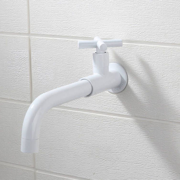 Lisslune | Contemporary Wall-Mounted Bathroom Faucet Cross Handles Stainless Steel Faucet