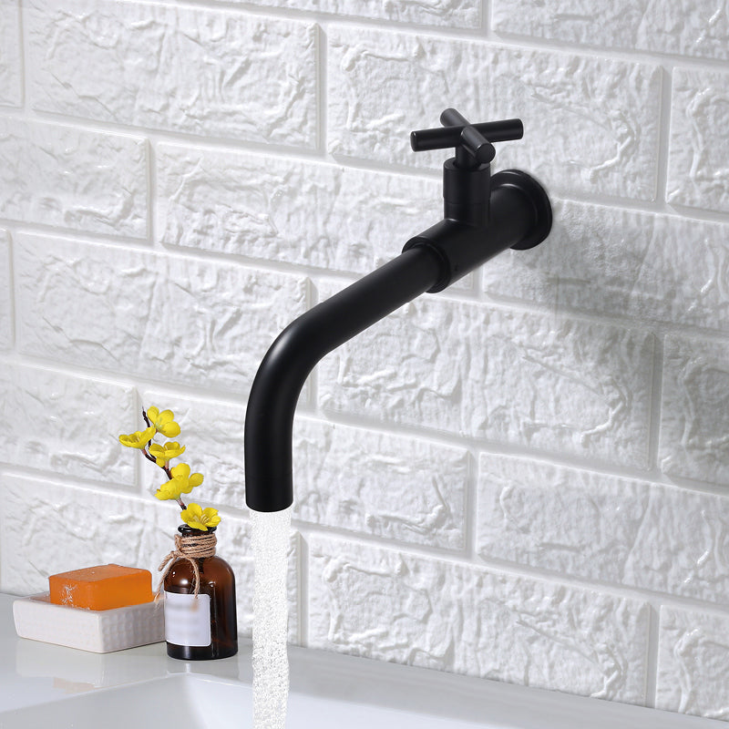 Lisslune | Contemporary Wall-Mounted Bathroom Faucet Cross Handles Stainless Steel Faucet