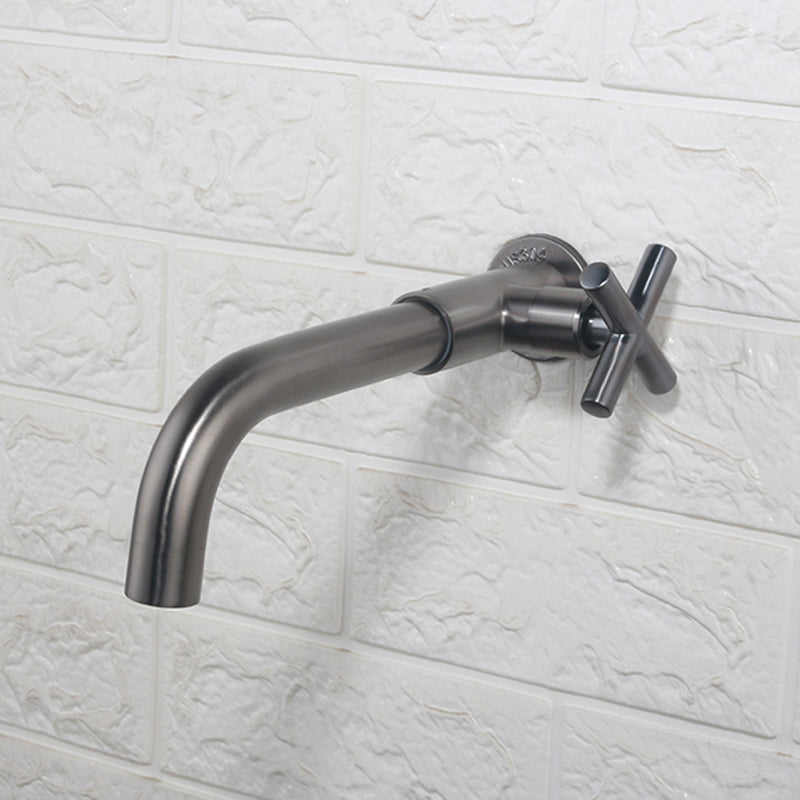 Lisslune | Contemporary Wall-Mounted Bathroom Faucet Cross Handles Stainless Steel Faucet