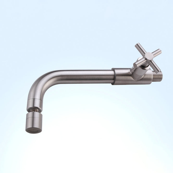 Lisslune | Contemporary Wall-Mounted Bathroom Faucet Cross Handles Stainless Steel Faucet