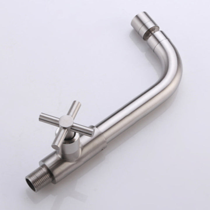 Lisslune | Contemporary Wall-Mounted Bathroom Faucet Cross Handles Stainless Steel Faucet