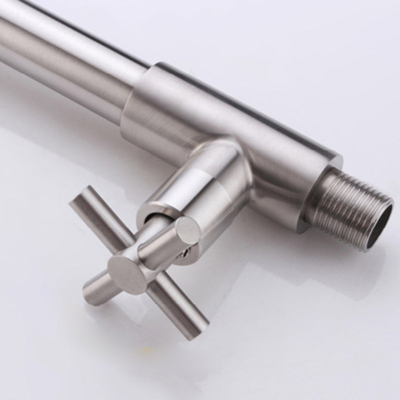 Lisslune | Contemporary Wall-Mounted Bathroom Faucet Cross Handles Stainless Steel Faucet