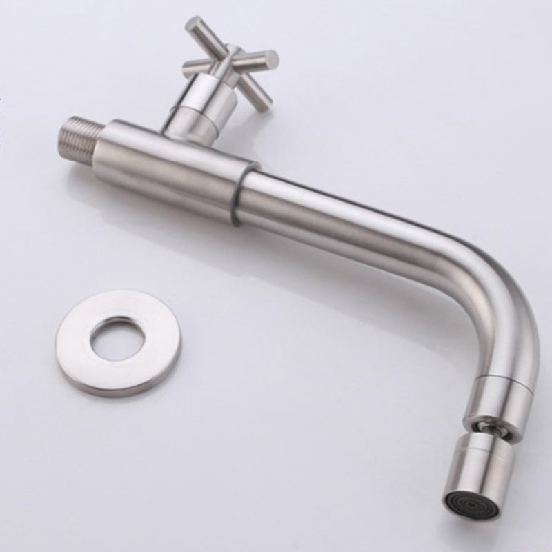 Lisslune | Contemporary Wall-Mounted Bathroom Faucet Cross Handles Stainless Steel Faucet