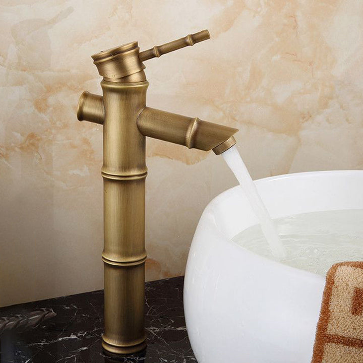 Lisslune | Country House Vessel Faucet Brass Lever Handles Waterfall Spout Basin Faucet