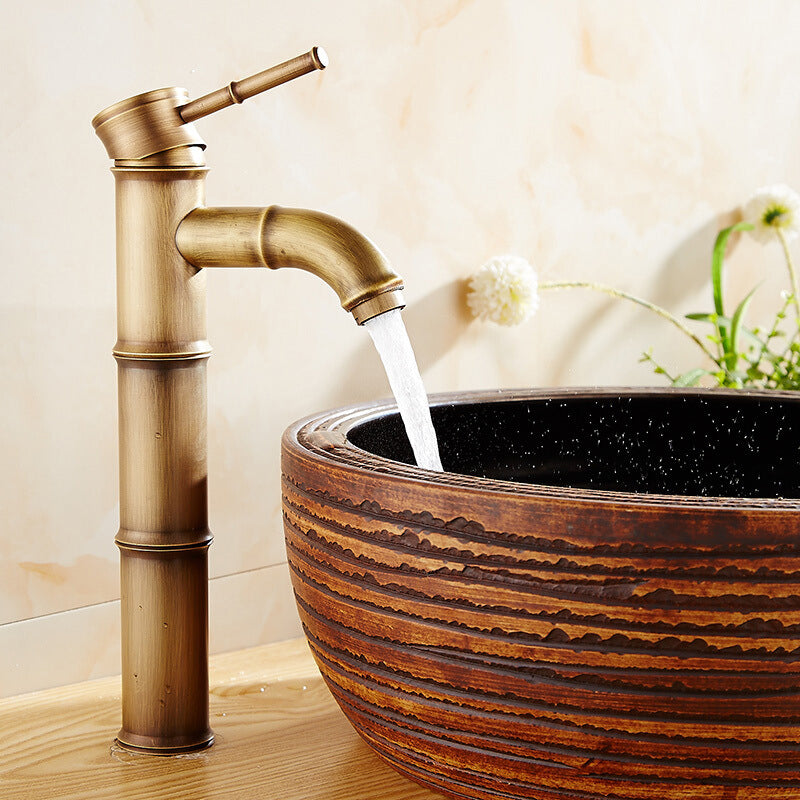 Lisslune | Country House Vessel Faucet Brass Lever Handles Waterfall Spout Basin Faucet