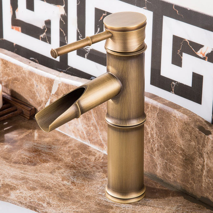 Lisslune | Country House Vessel Faucet Brass Lever Handles Waterfall Spout Basin Faucet