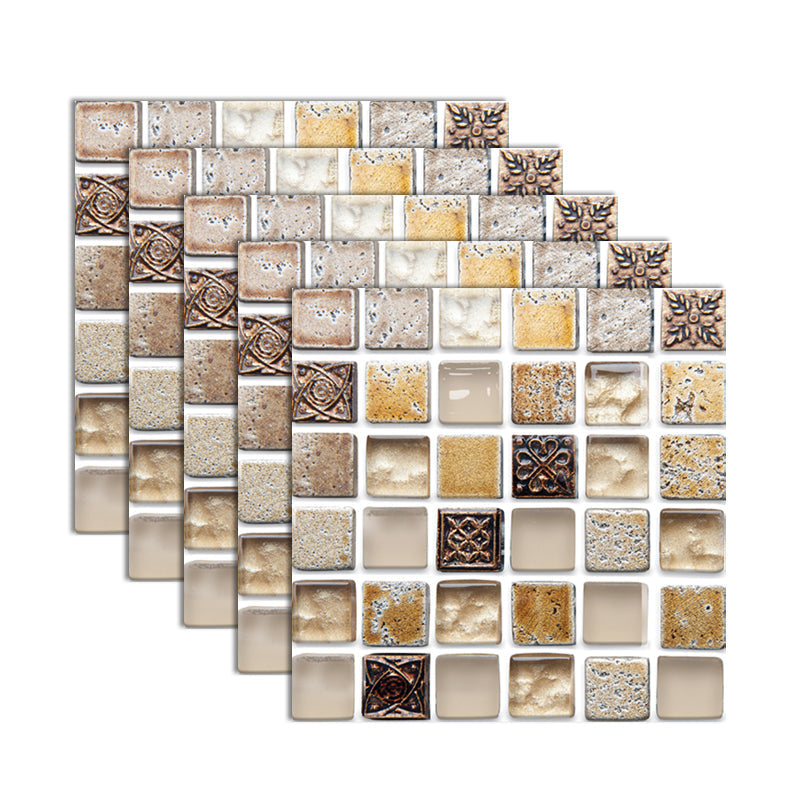 Lisslune | Plastic Self-Adhesive Tiles Mosaic Tiles Grid Square Waterproof Self-Adhesive Tile Pack of 10