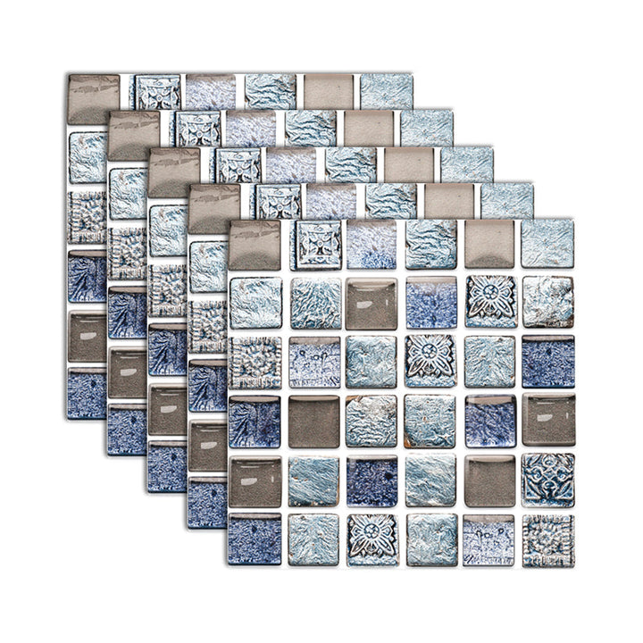 Lisslune | Plastic Self-Adhesive Tiles Mosaic Tiles Grid Square Waterproof Self-Adhesive Tile Pack of 10