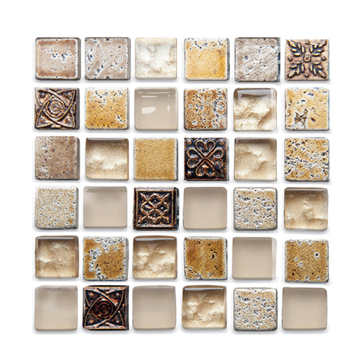 Lisslune | Plastic Self-Adhesive Tiles Mosaic Tiles Grid Square Waterproof Self-Adhesive Tile Pack of 10