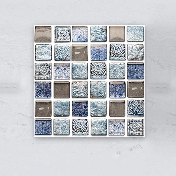 Lisslune | Plastic Self-Adhesive Tiles Mosaic Tiles Grid Square Waterproof Self-Adhesive Tile Pack of 10