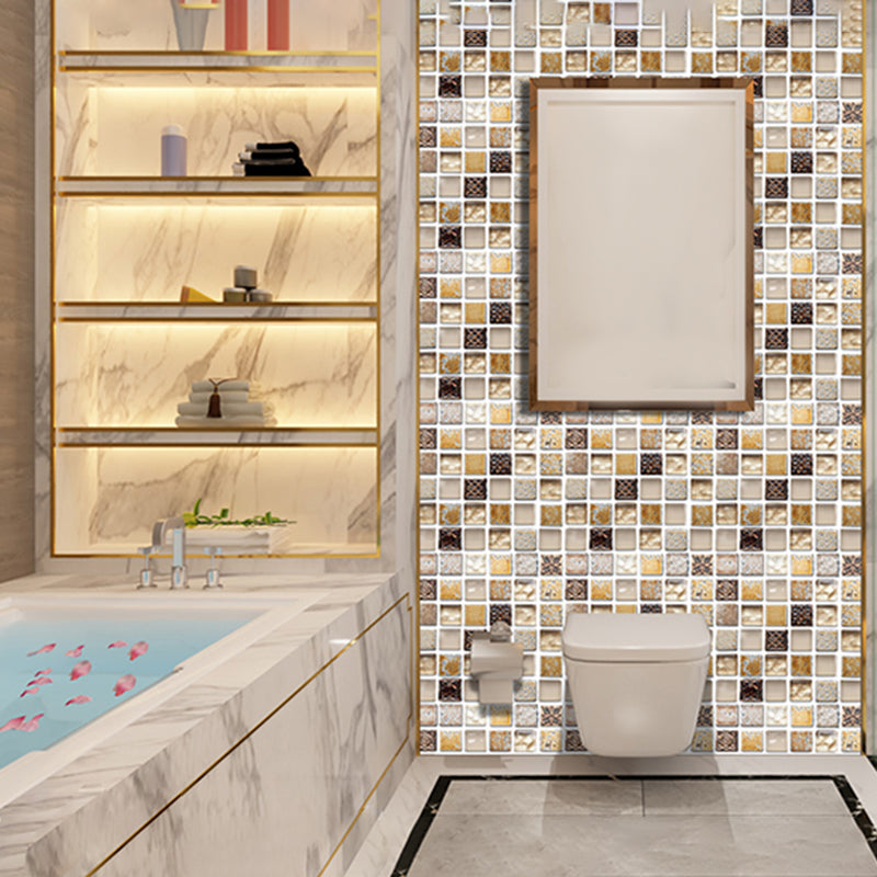 Lisslune | Plastic Self-Adhesive Tiles Mosaic Tiles Grid Square Waterproof Self-Adhesive Tile Pack of 10