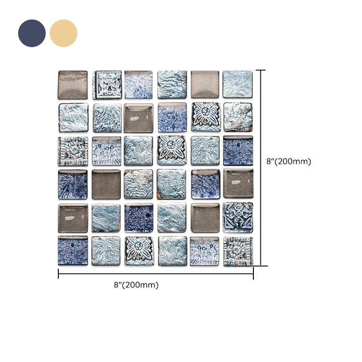 Lisslune | Plastic Self-Adhesive Tiles Mosaic Tiles Grid Square Waterproof Self-Adhesive Tile Pack of 10