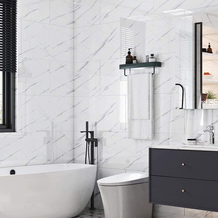 Lisslune | Modern Splash Guard Wallpaper Marble Print Self-Adhesive Splash Guard Tile for Bathroom