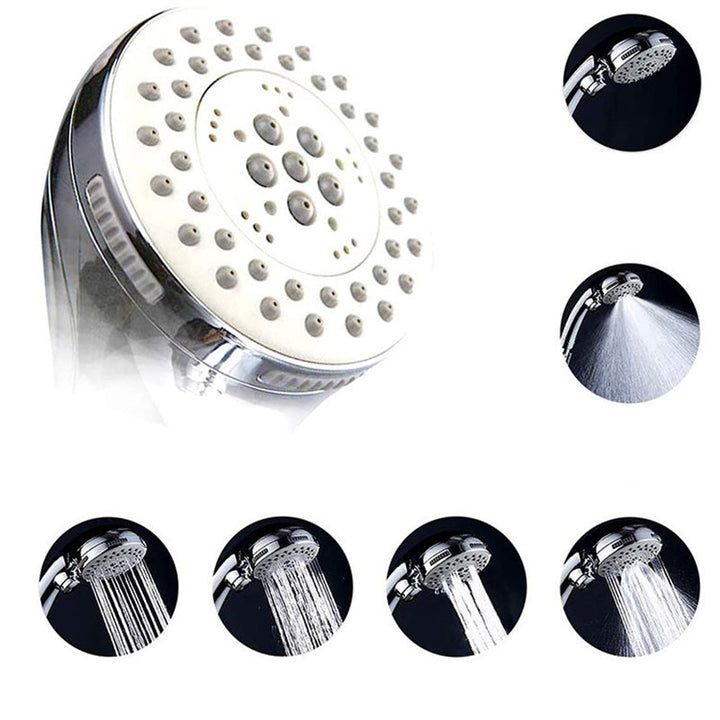 Lisslune | Round Dual Shower Head Stainless Steel 5 Spray Patterns Wall Mounted Shower Head