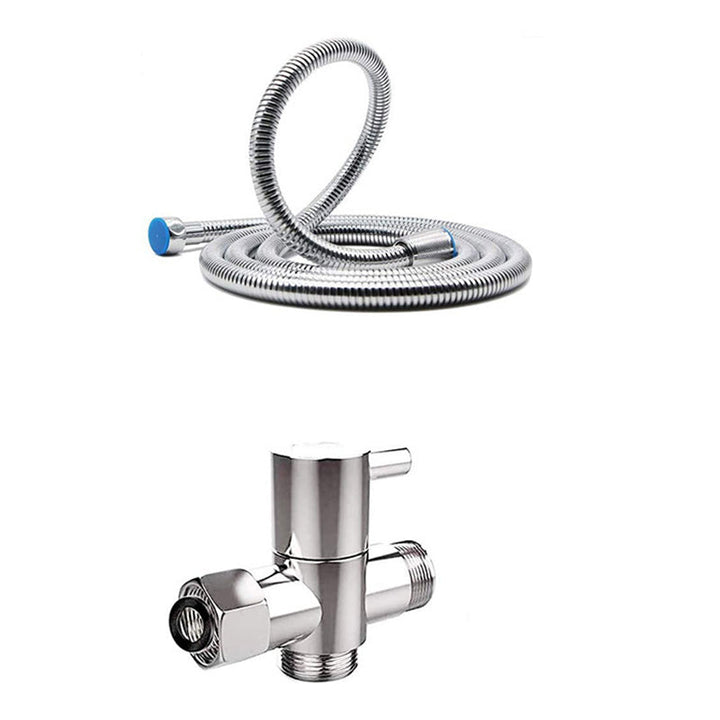 Lisslune | Round Dual Shower Head Stainless Steel 5 Spray Patterns Wall Mounted Shower Head