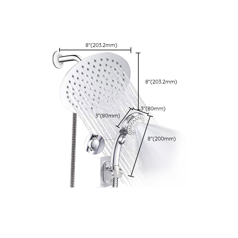 Lisslune | Round Dual Shower Head Stainless Steel 5 Spray Patterns Wall Mounted Shower Head