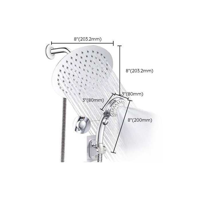 Lisslune | Round Dual Shower Head Stainless Steel 5 Spray Patterns Wall Mounted Shower Head
