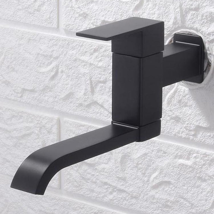 Lisslune | Contemporary Wall Mounted Bathroom Faucet Lever Handles Low Arc Swivel Brass Tap