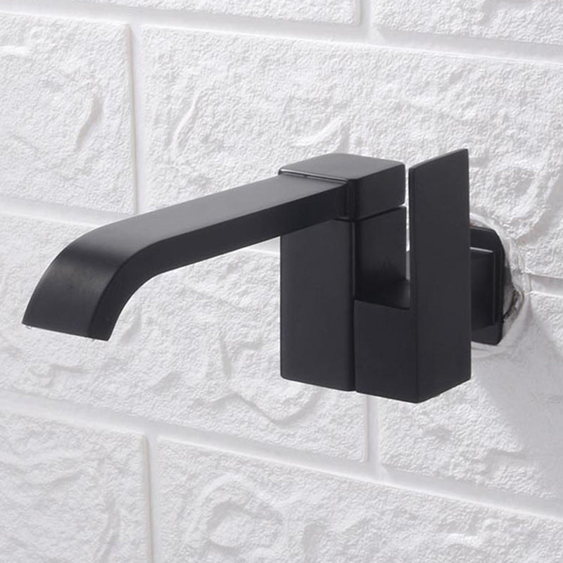 Lisslune | Contemporary Wall Mounted Bathroom Faucet Lever Handles Low Arc Swivel Brass Tap