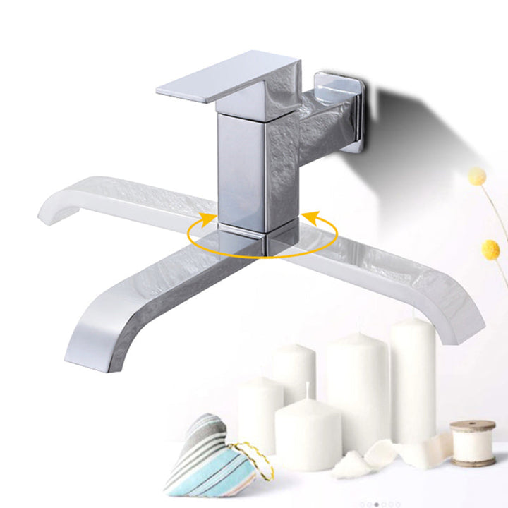 Lisslune | Contemporary Wall Mounted Bathroom Faucet Lever Handles Low Arc Swivel Brass Tap