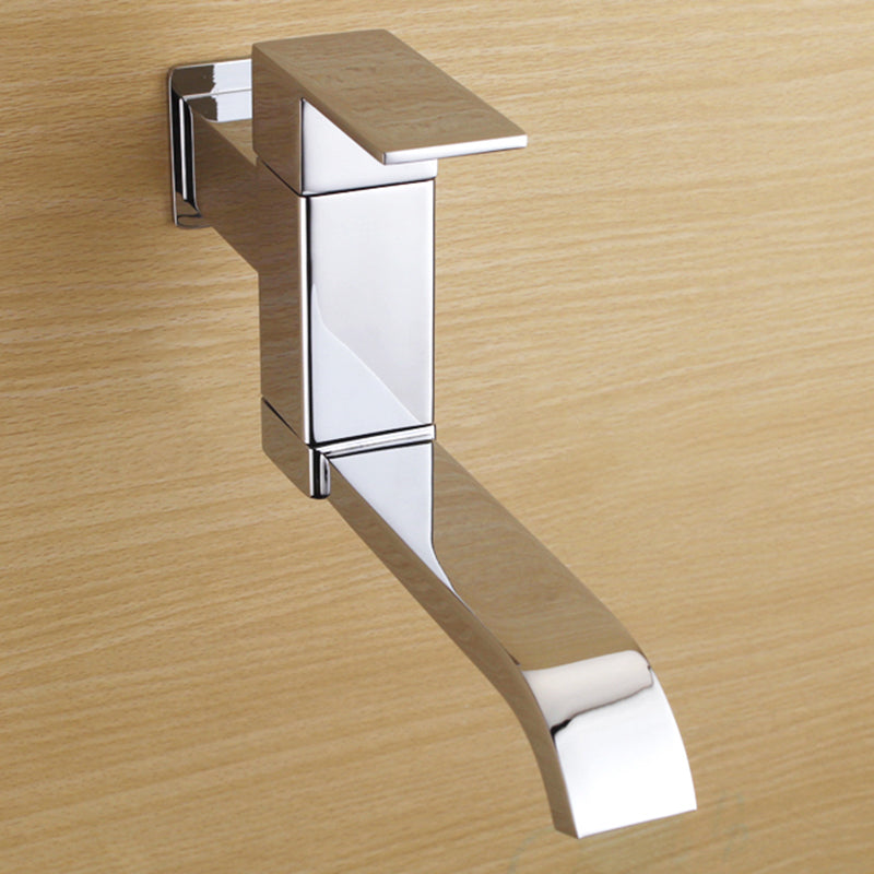 Lisslune | Contemporary Wall Mounted Bathroom Faucet Lever Handles Low Arc Swivel Brass Tap