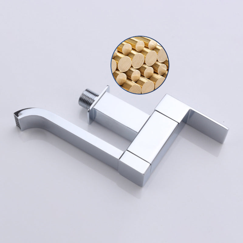 Lisslune | Contemporary Wall Mounted Bathroom Faucet Lever Handles Low Arc Swivel Brass Tap