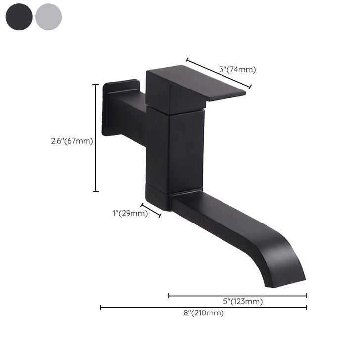 Lisslune | Contemporary Wall Mounted Bathroom Faucet Lever Handles Low Arc Swivel Brass Tap