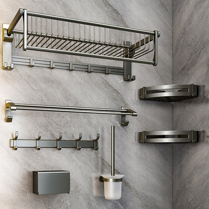 Lisslune | Modern Gray Bathroom Set Paper Holder Bathroom Shelf Bathroom Hardware Set