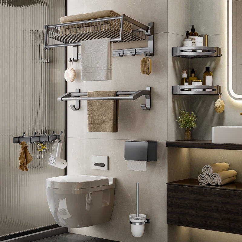 Lisslune | Modern Gray Bathroom Set Paper Holder Bathroom Shelf Bathroom Hardware Set