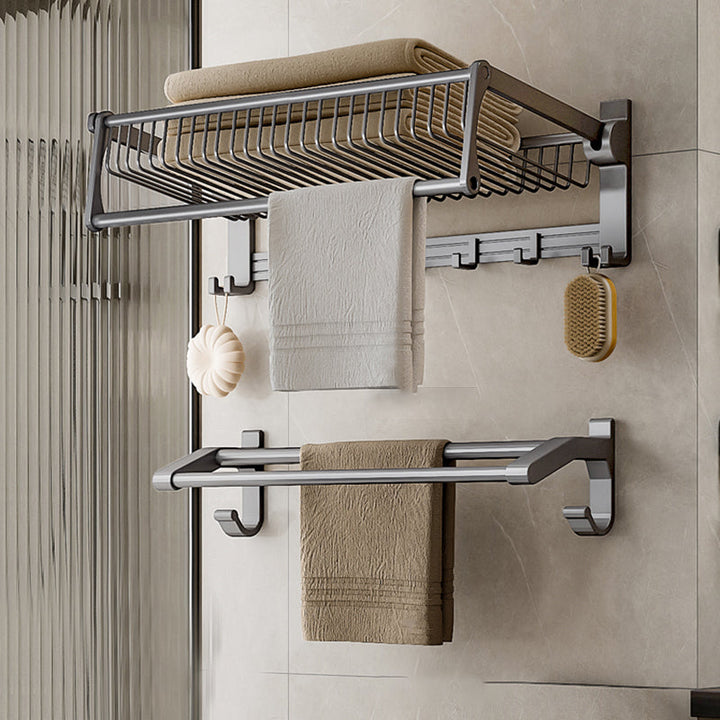 Lisslune | Modern Gray Bathroom Set Paper Holder Bathroom Shelf Bathroom Hardware Set