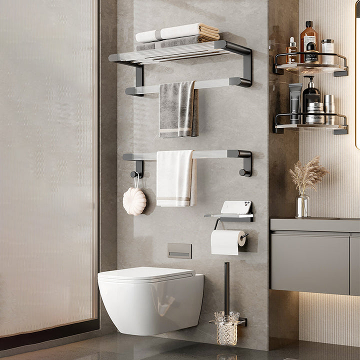 Lisslune | Black Bathroom Set Metallic & Acrylic Bathroom Accessory Set made of Stainless Steel Aluminium