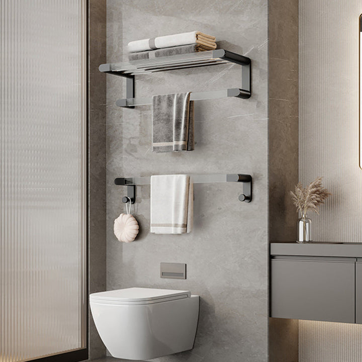 Lisslune | Black Bathroom Set Metallic & Acrylic Bathroom Accessories Set made of Stainless Steel Aluminium