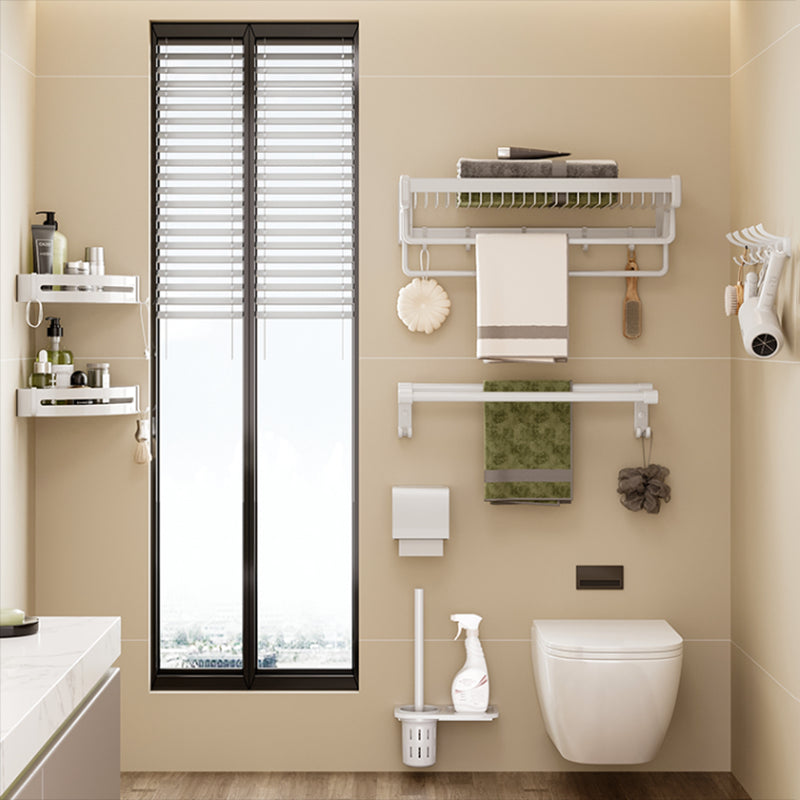 Lisslune | Contemporary bathroom accessory set made of matte stainless steel-aluminum with bathrobe hook/bath shelf