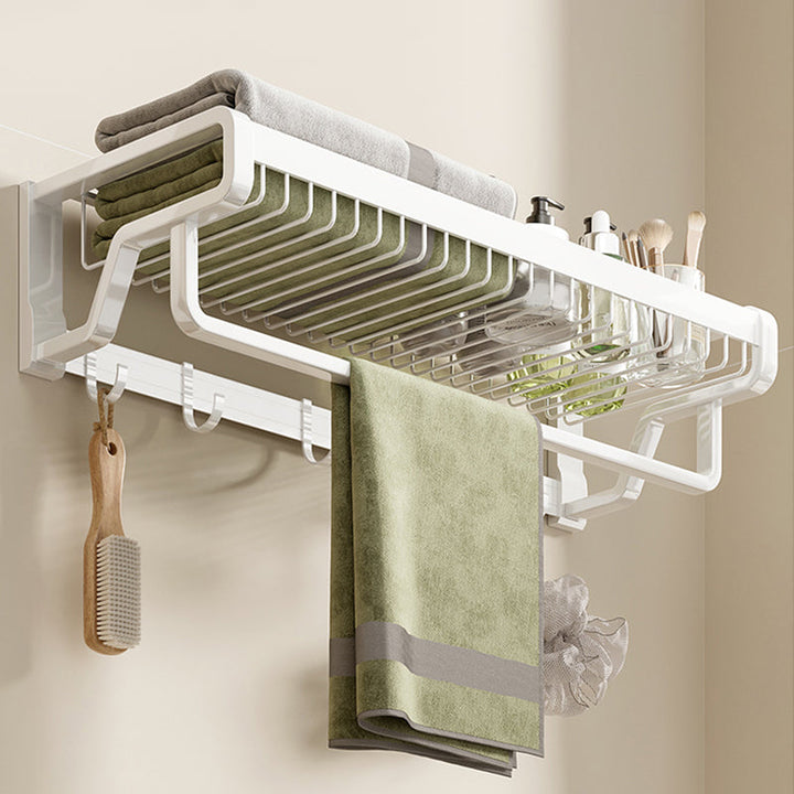 Lisslune | Contemporary bathroom accessory set made of matte stainless steel-aluminum with bathrobe hooks/bath shelf