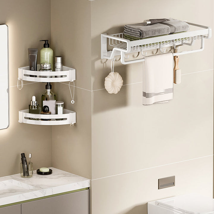Lisslune | Contemporary bathroom accessory set made of matte stainless steel-aluminum with bathrobe hooks/bath shelf