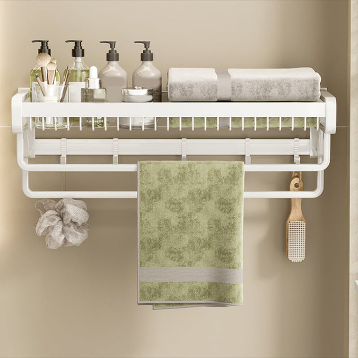 Lisslune | Contemporary bathroom accessory set made of matte stainless steel-aluminum with bathrobe hooks/bath shelf