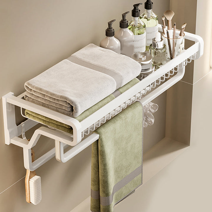 Lisslune | Contemporary bathroom accessory set made of matte stainless steel-aluminum with bathrobe hooks/bath shelf