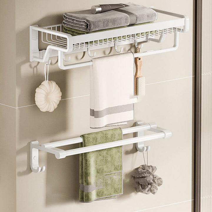 Lisslune | Contemporary bathroom accessory set made of matte stainless steel-aluminum with bathrobe hooks/bath shelf