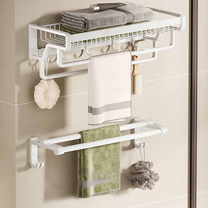 Lisslune | Contemporary bathroom accessory set made of matte stainless steel-aluminum with bathrobe hook/bath shelf